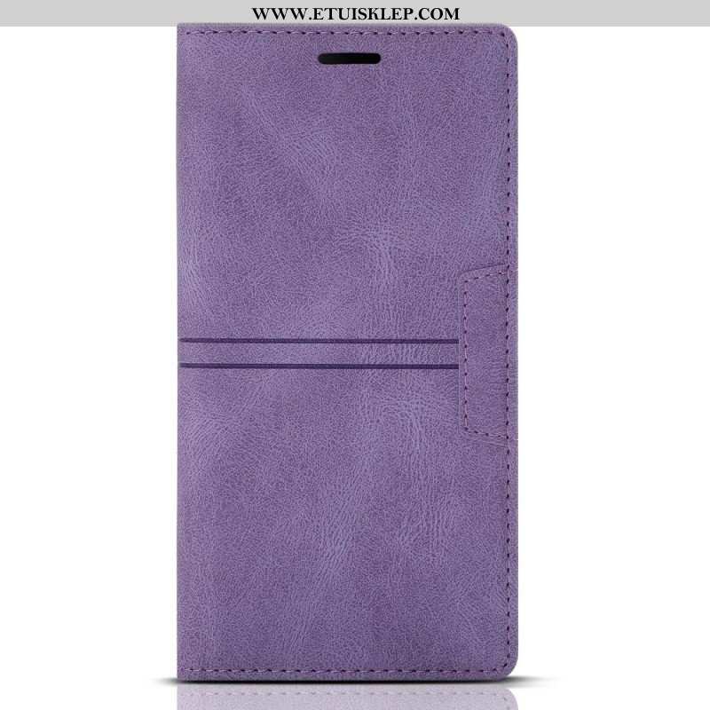 Etui Na Telefon do Samsung Galaxy S23 5G Etui Folio Stylowe Skórzane Przeszycia Magnetyczne Zapięcie